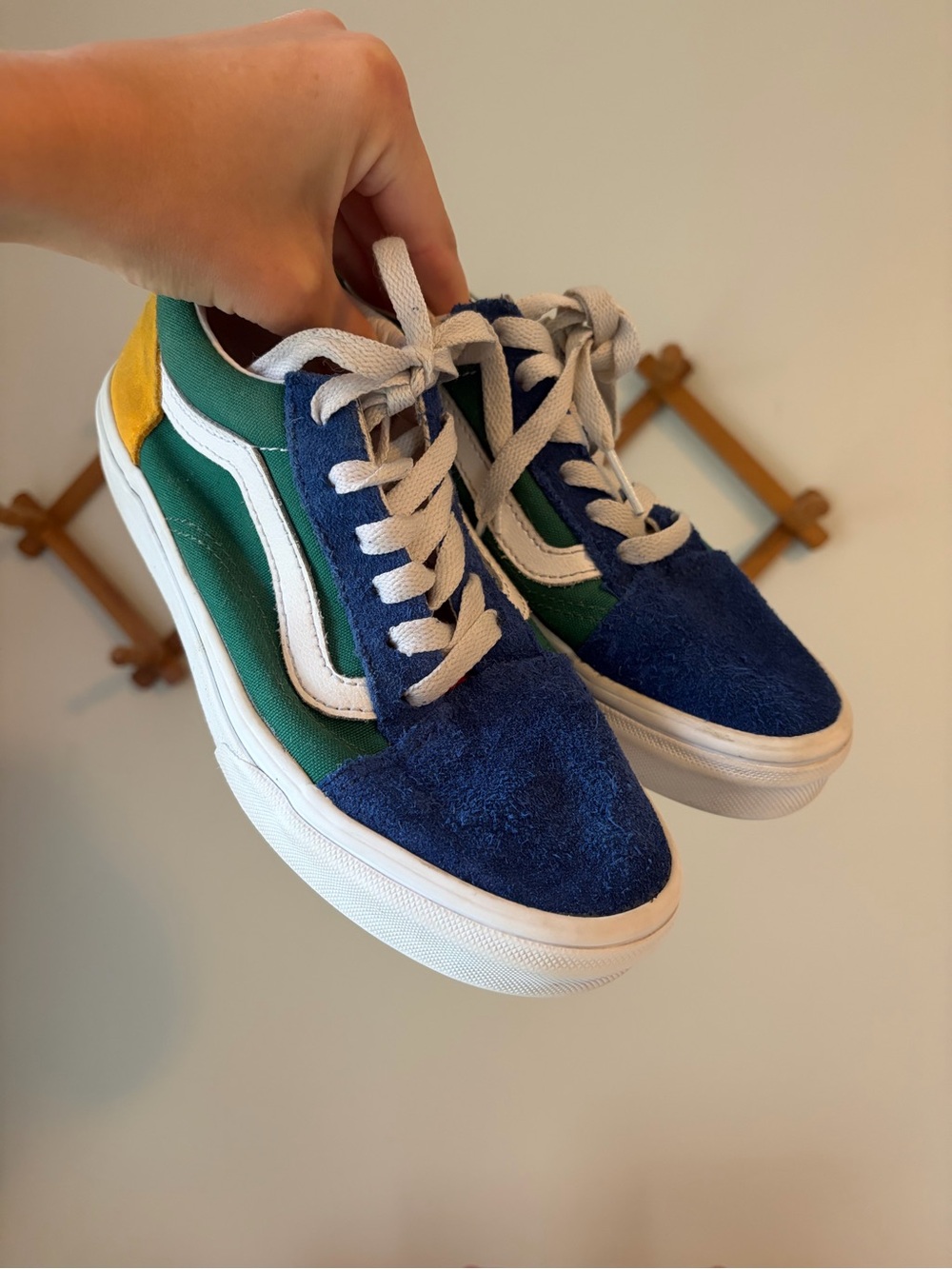 Vans Old Skool Blue Green yellow Color Block Shoes kids 2.5